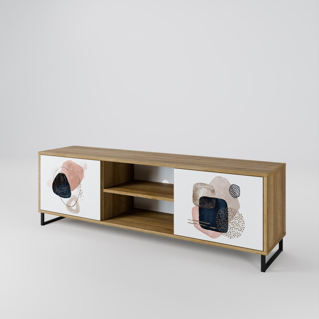 Mueble de TV de 2 puertas con efecto roble COLORFUL SHAPES