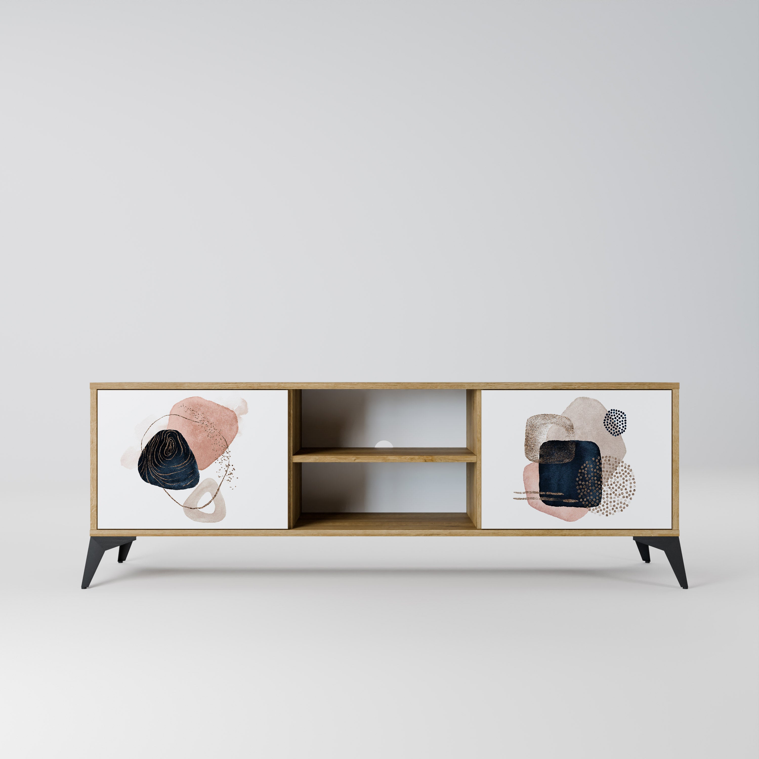Mueble de TV de 2 puertas con efecto roble COLORFUL SHAPES