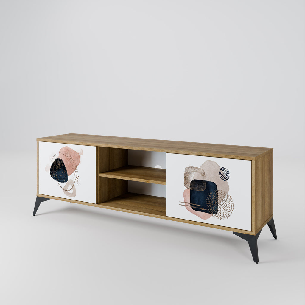 Mueble de TV de 2 puertas con efecto roble COLORFUL SHAPES