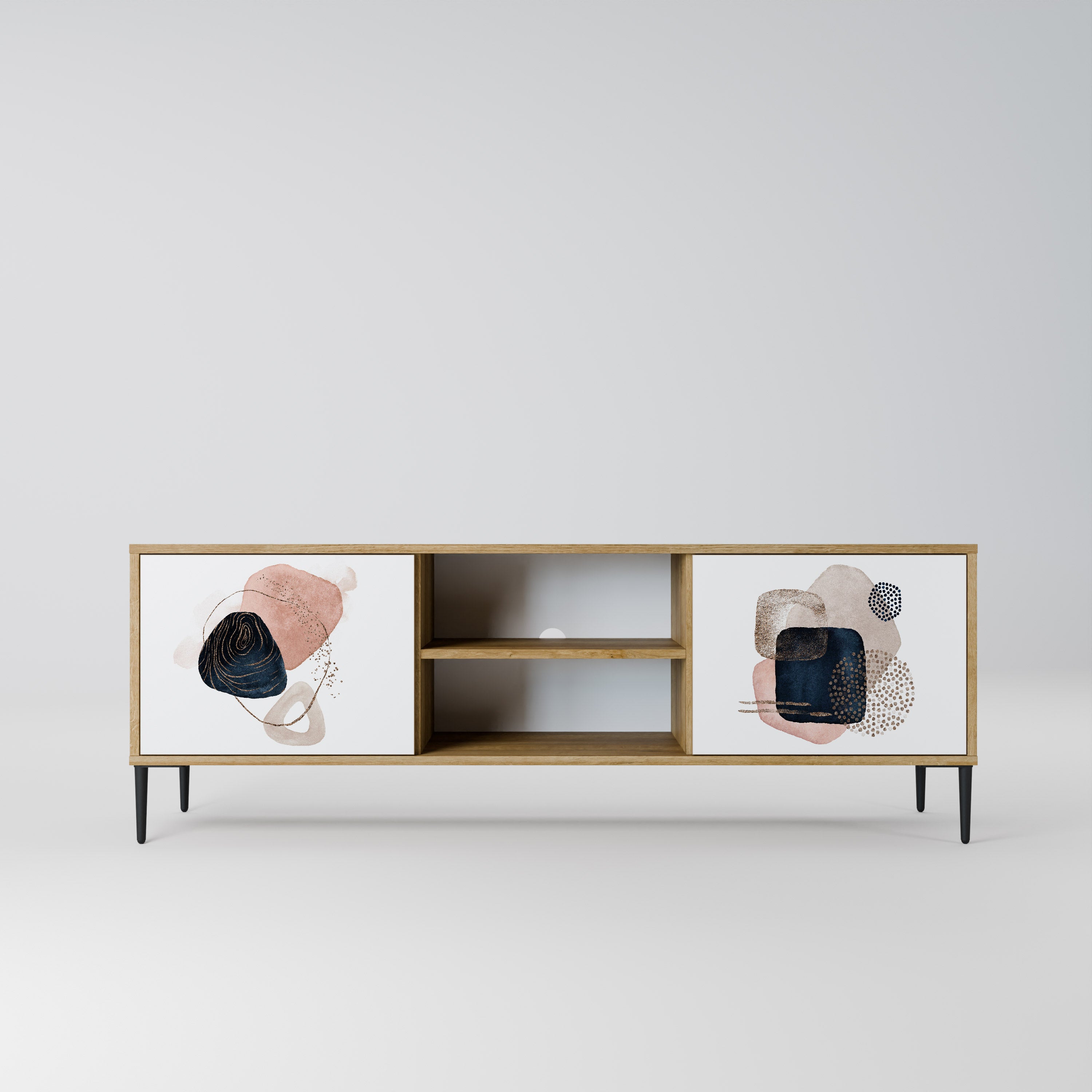 Mueble de TV de 2 puertas con efecto roble COLORFUL SHAPES