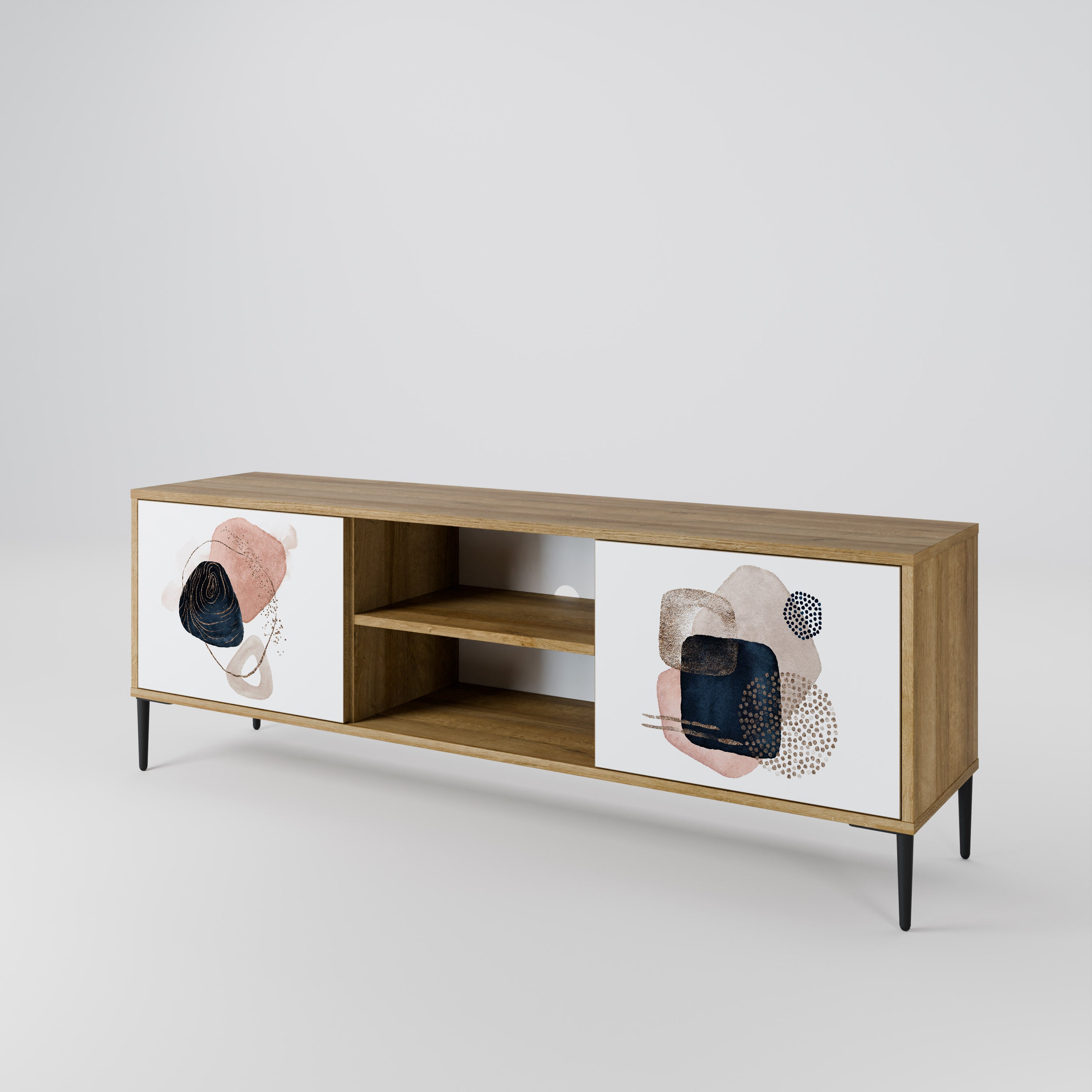 Mueble de TV de 2 puertas con efecto roble COLORFUL SHAPES