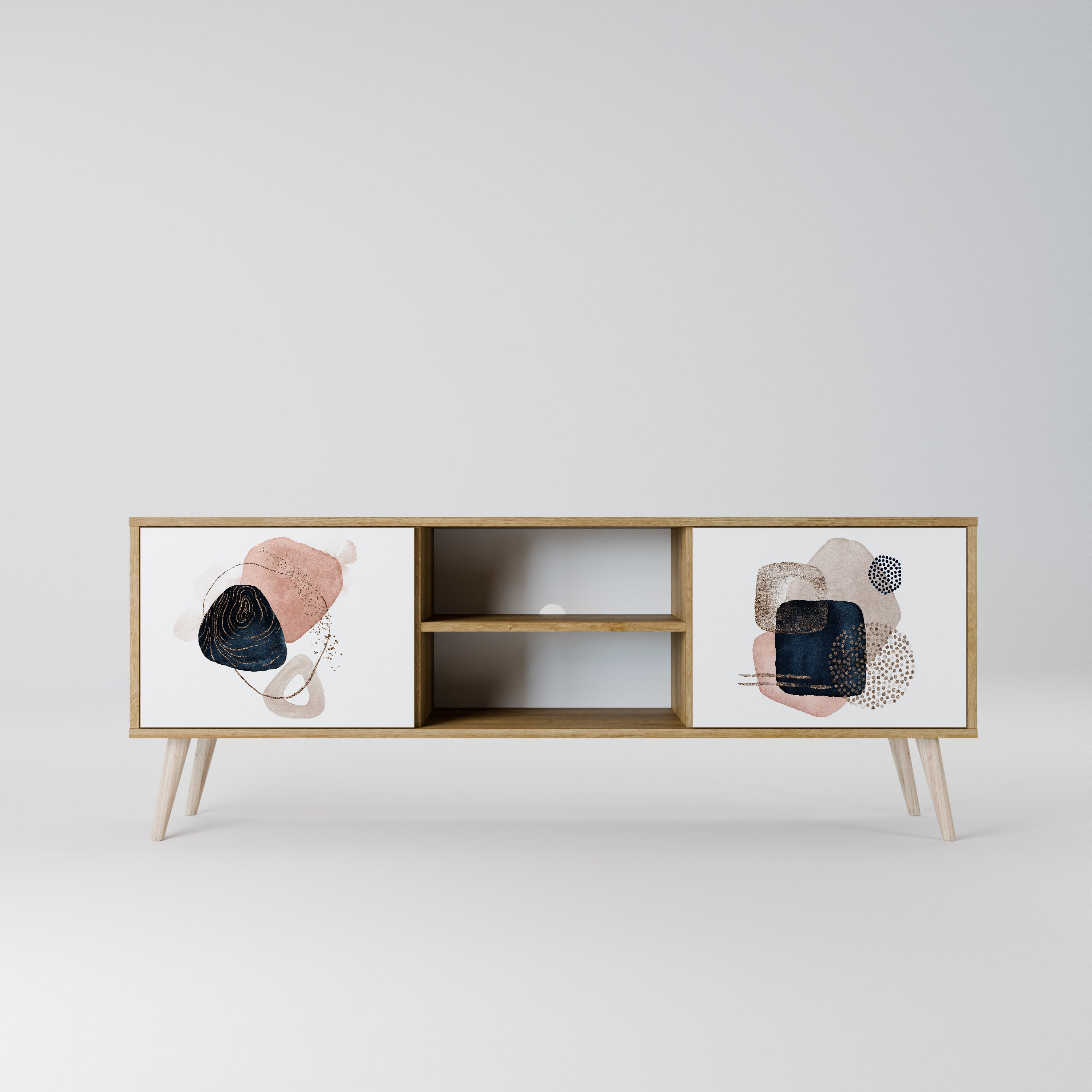 Mueble de TV de 2 puertas con efecto roble COLORFUL SHAPES