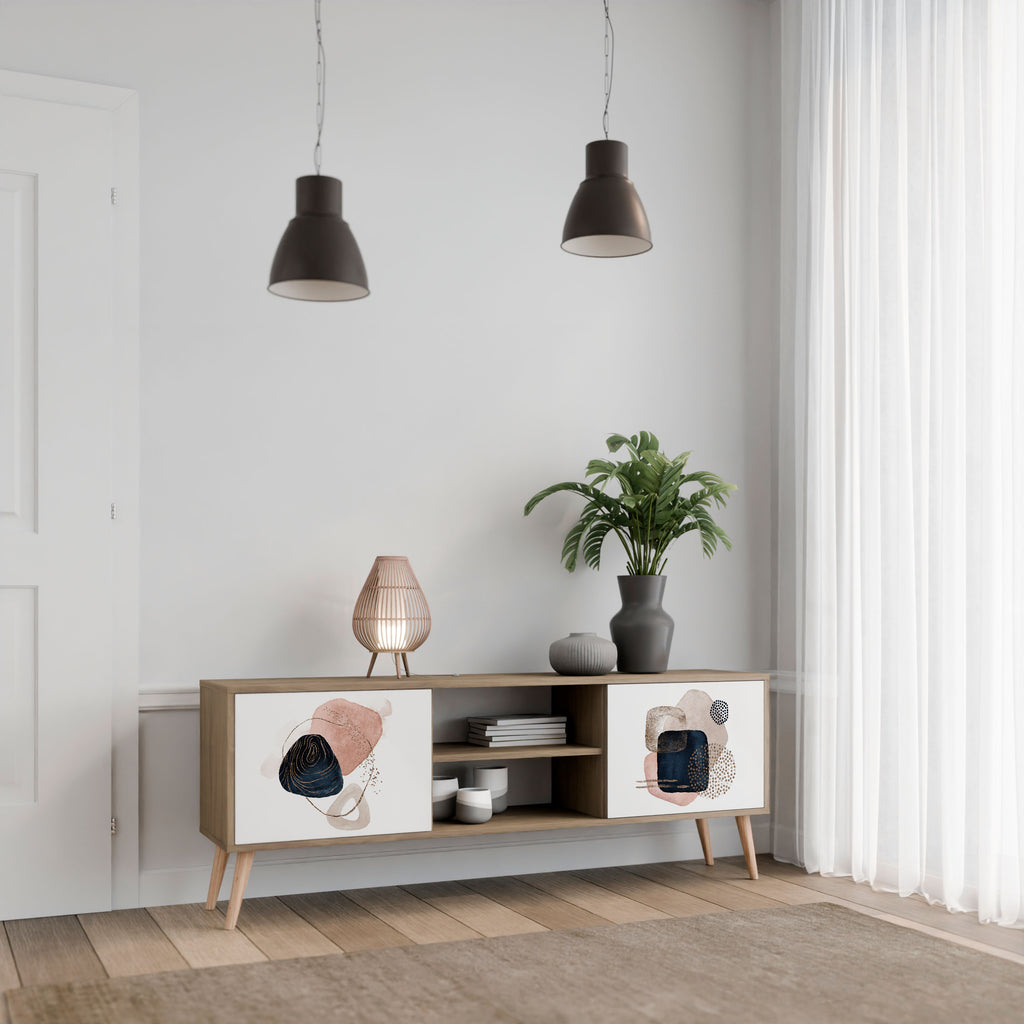Mueble de TV de 2 puertas con efecto roble COLORFUL SHAPES
