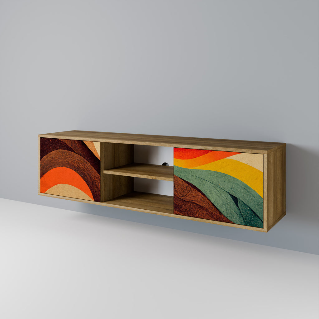 Mueble de TV de 2 puertas COLORFUL STRANDS con efecto roble