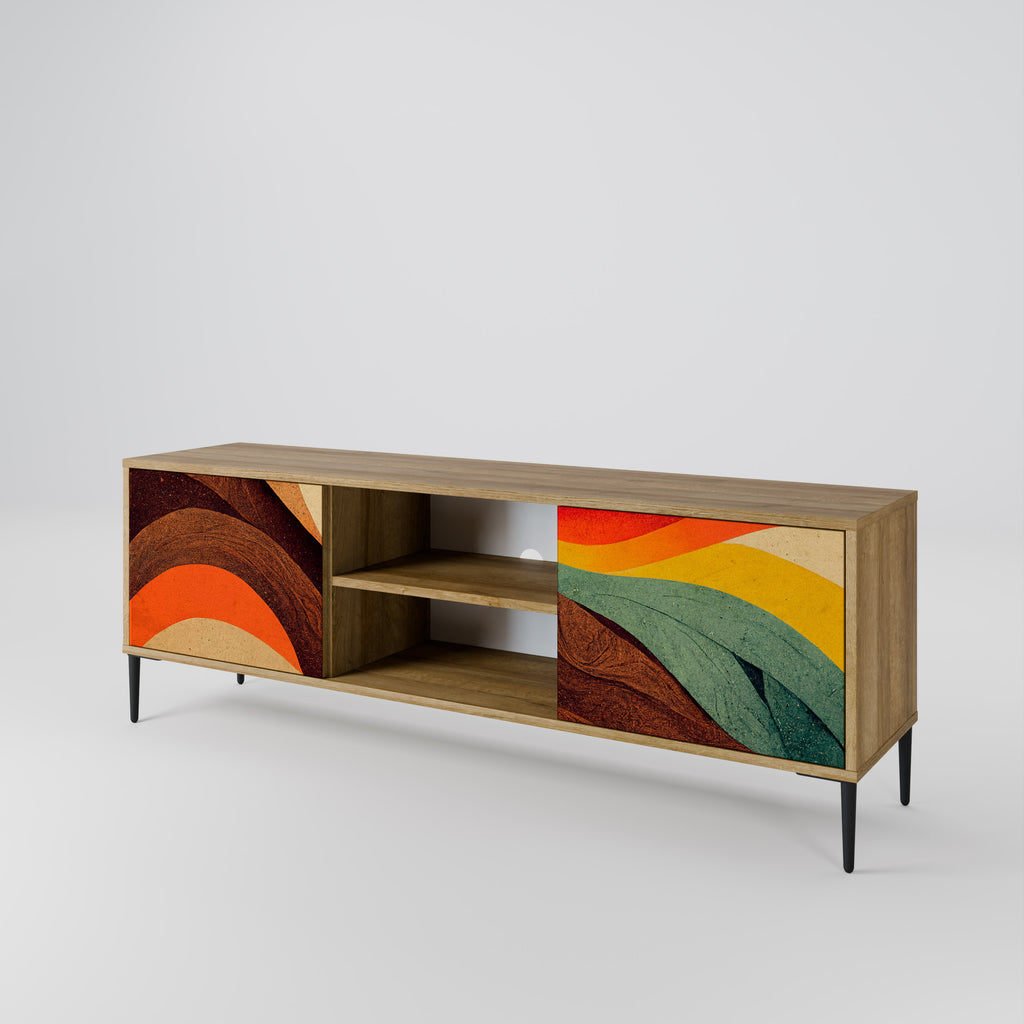 Mueble de TV de 2 puertas COLORFUL STRANDS con efecto roble