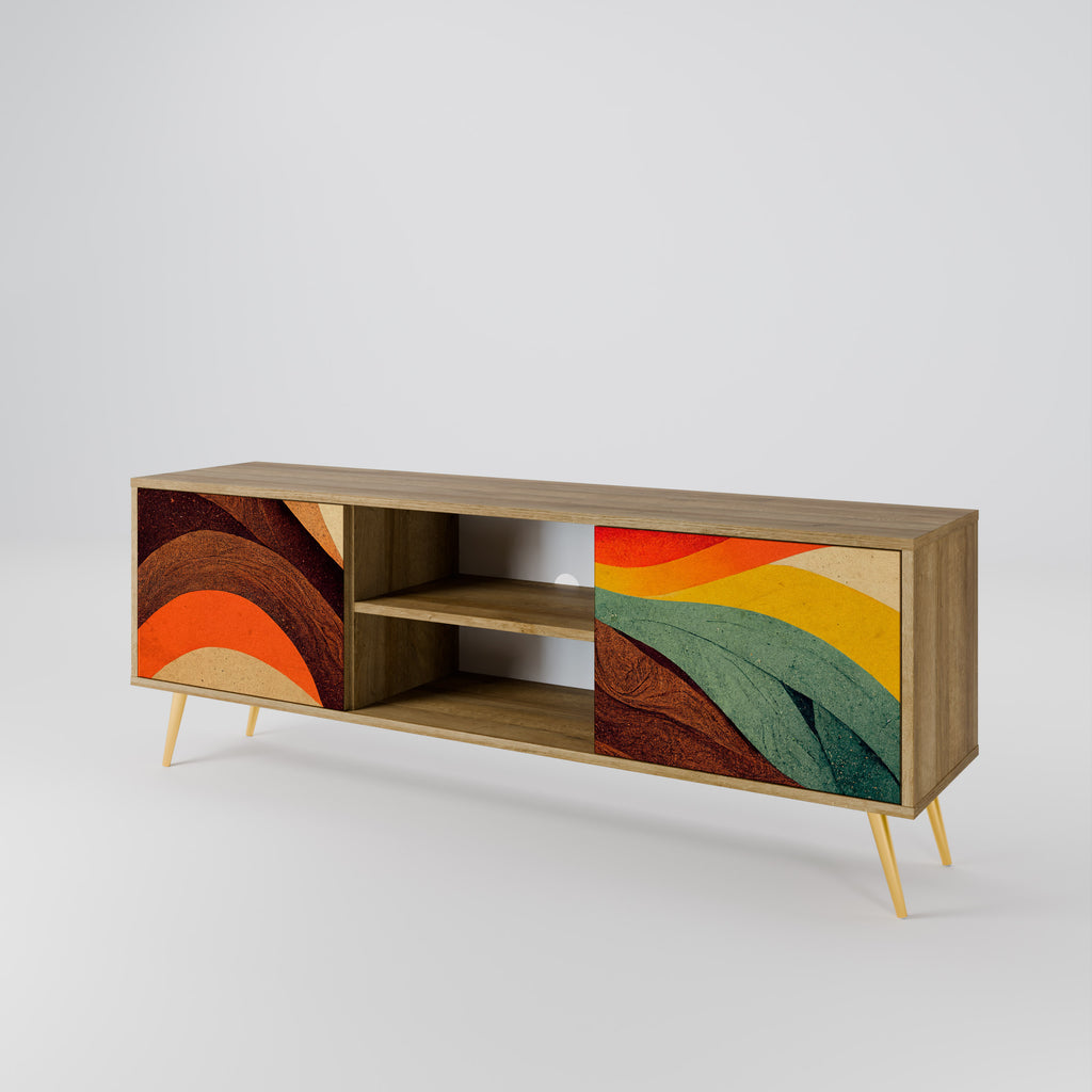 Mueble de TV de 2 puertas COLORFUL STRANDS con efecto roble
