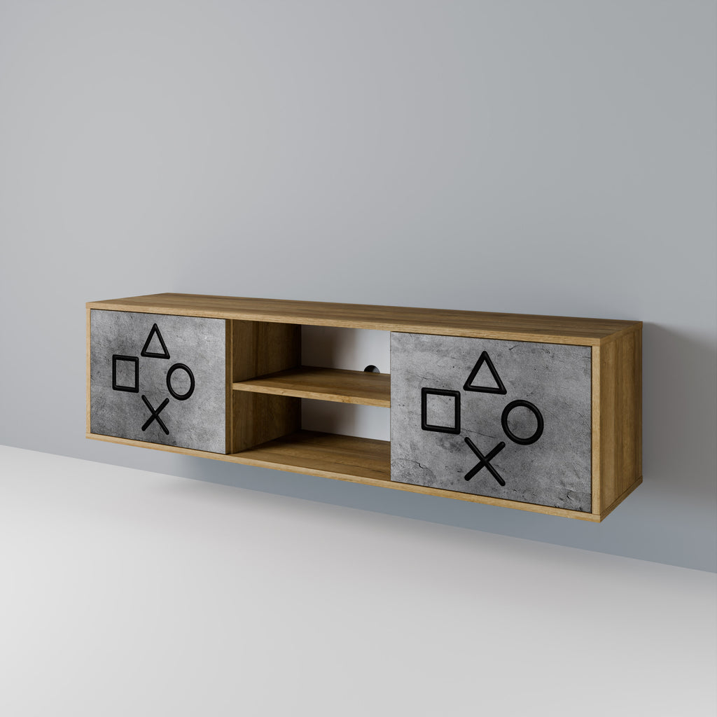 Mueble de TV de 2 puertas GAMER CHOICE con efecto roble