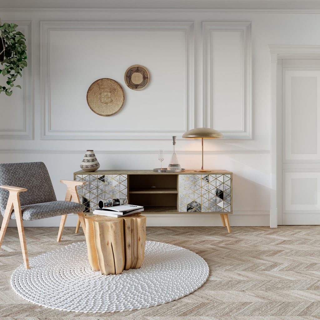 Mueble de TV ASHEN ARIA de 2 puertas con efecto roble