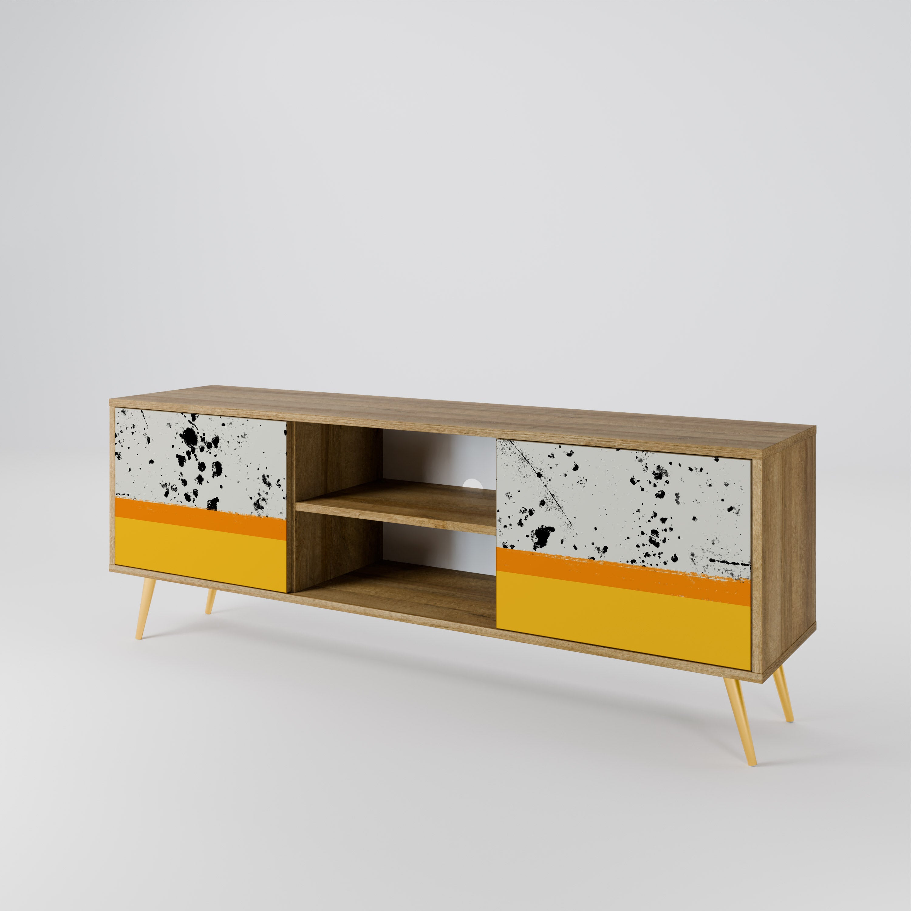 Mueble de TV de 2 puertas DYED BY ORANGE con efecto roble
