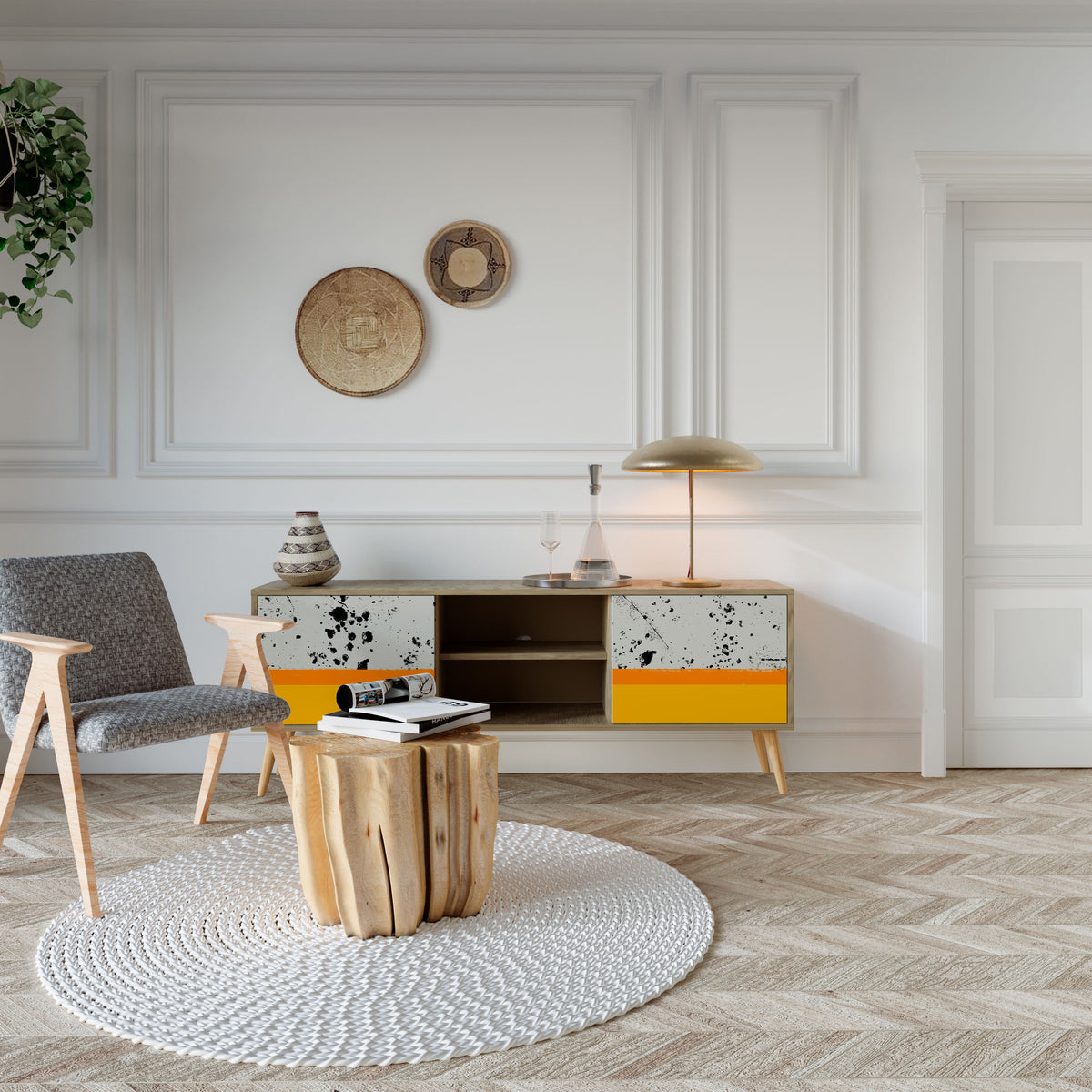 DYED BY ORANGE Mueble de TV de 2 Puertas