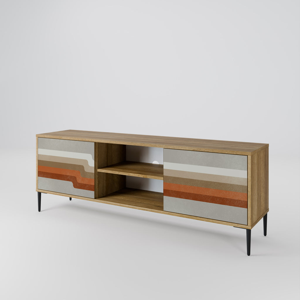 Mueble de TV PECULIAR TRAIL de 2 puertas con efecto roble