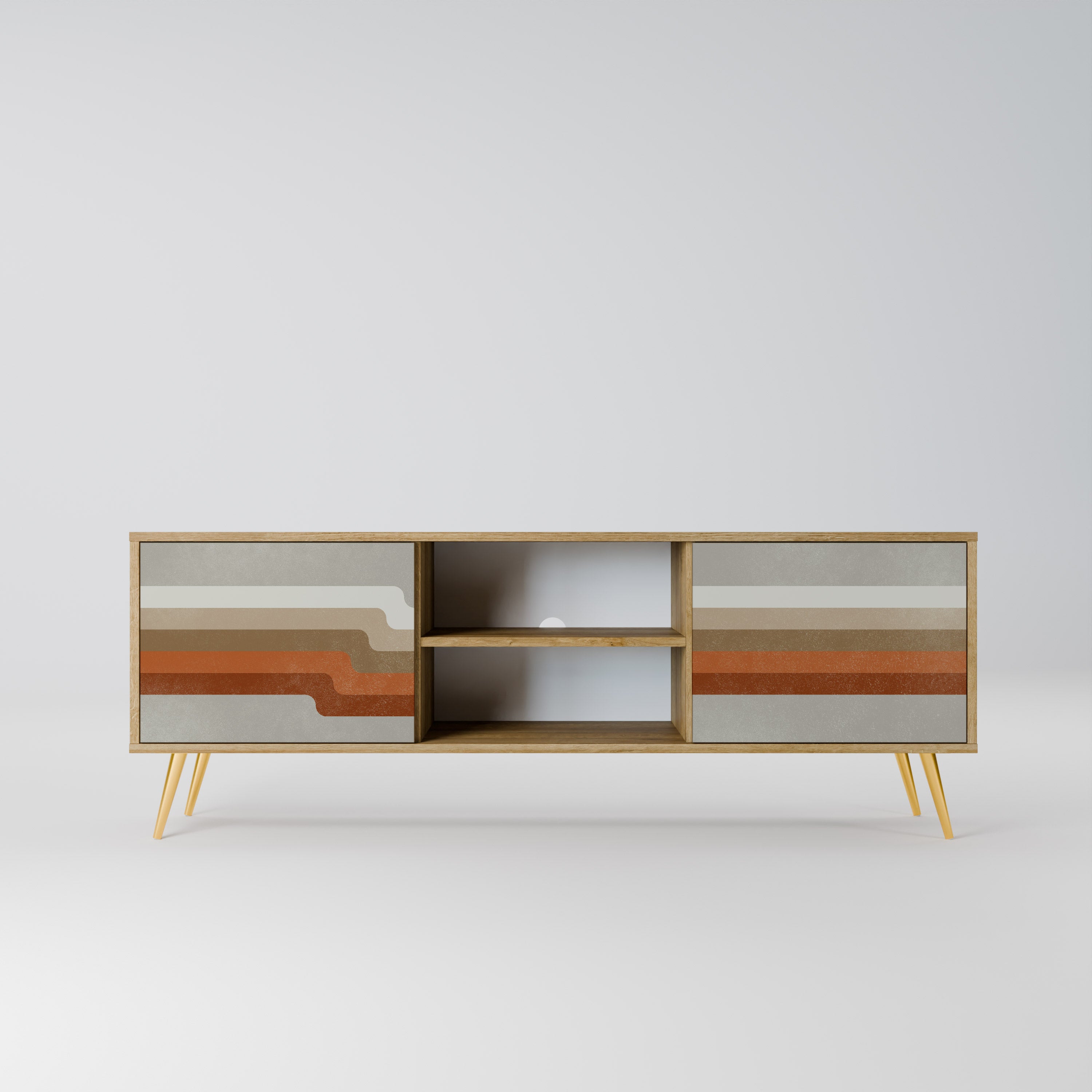 Mueble de TV PECULIAR TRAIL de 2 puertas con efecto roble