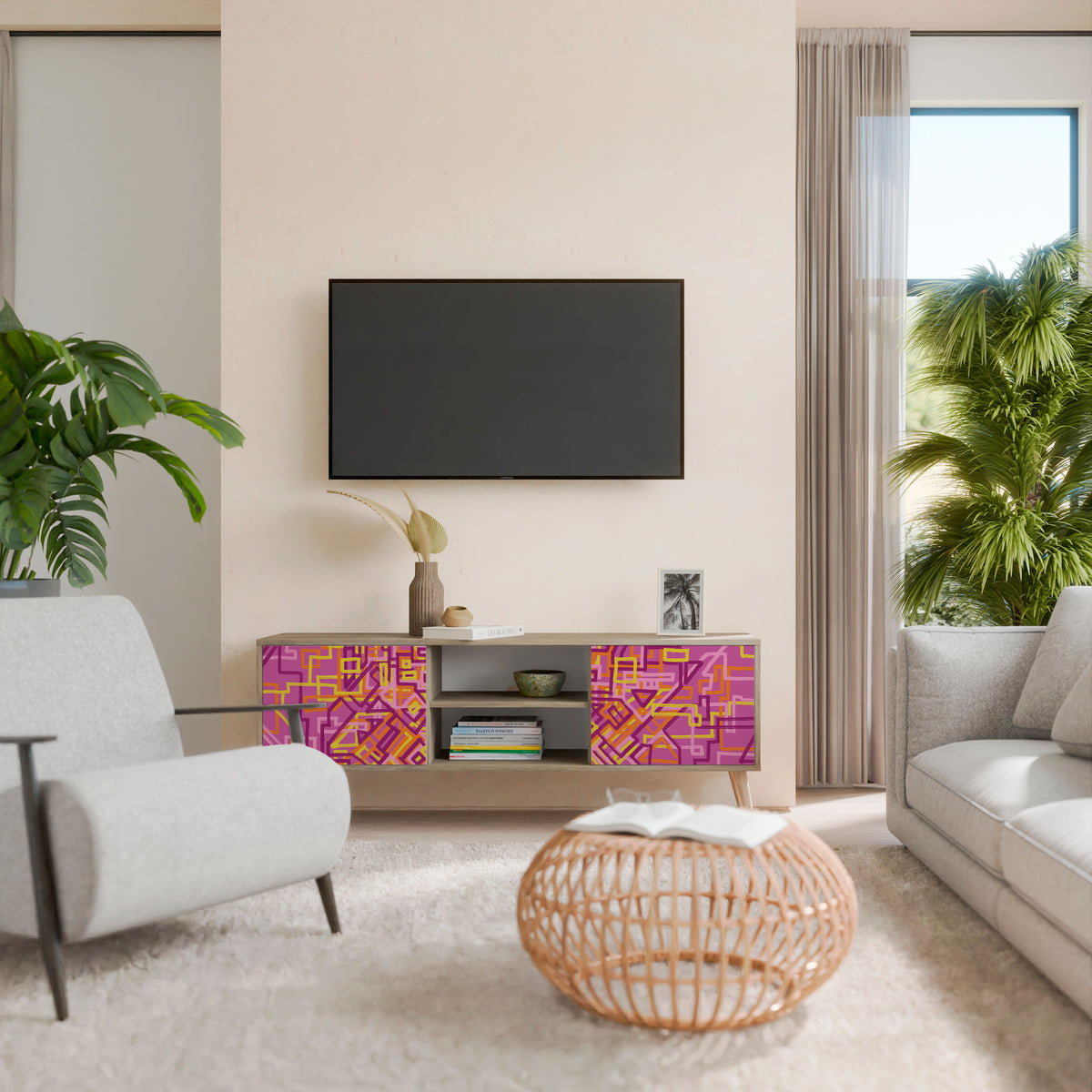 LOVELY MEMORIES Mueble de TV de 2 Puertas