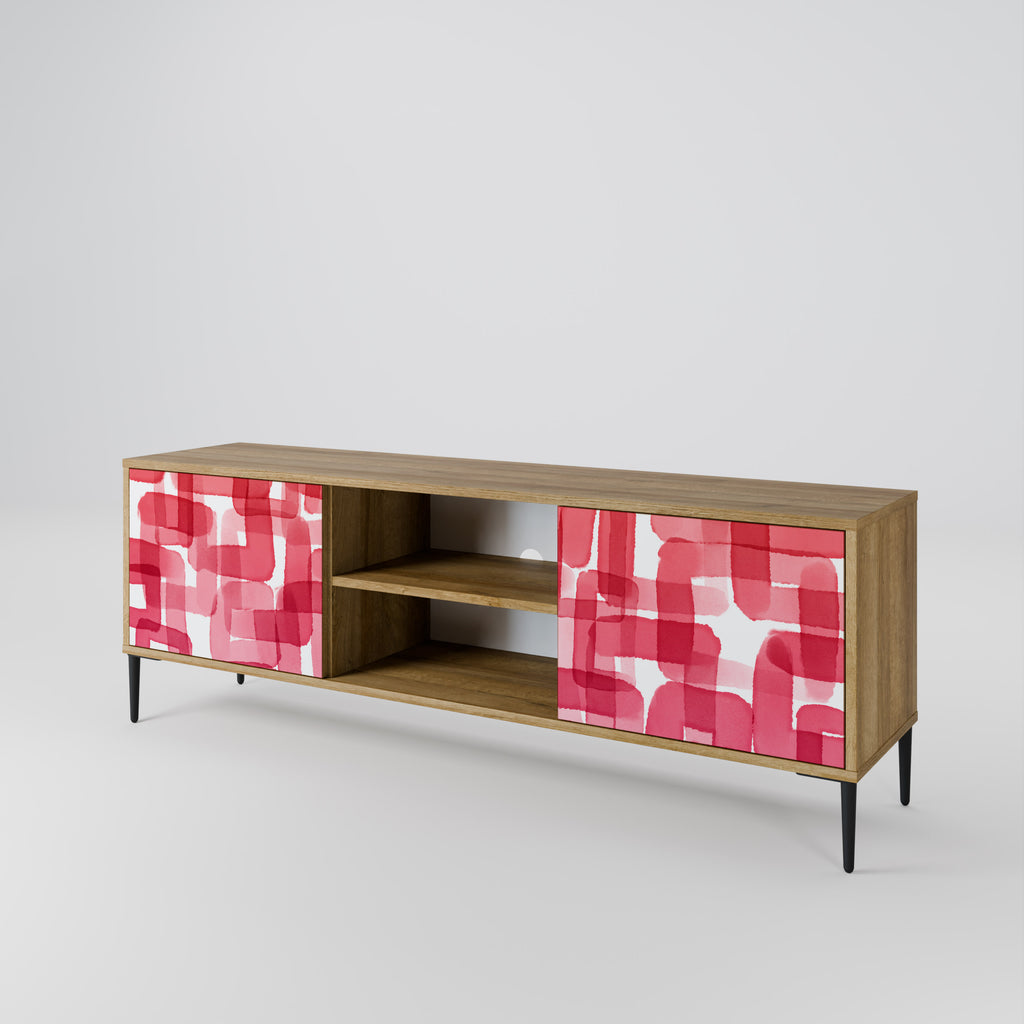 Mueble de TV de 2 puertas KALEIDOSCOPIC CUBISM con efecto roble