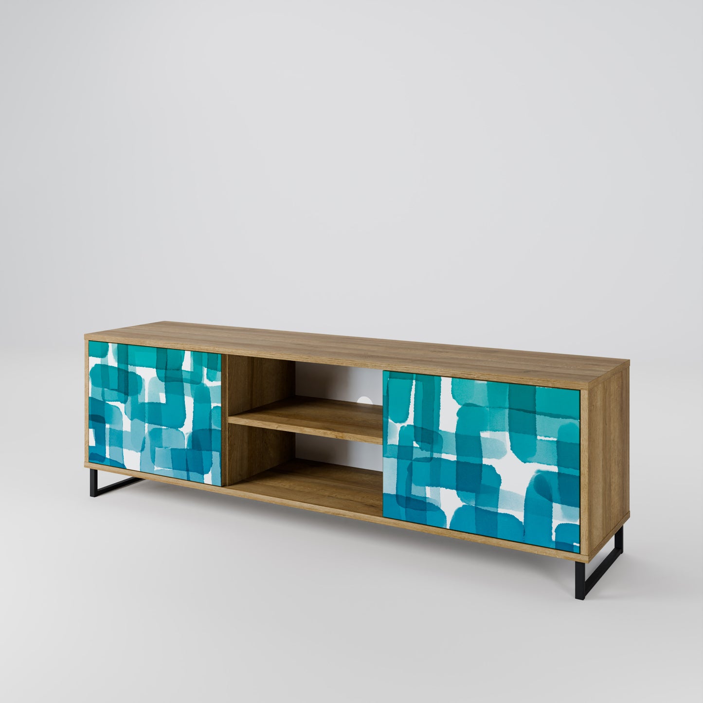 TURQUOISE RECTANGLES Mueble de TV de 2 Puertas