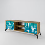 TURQUOISE RECTANGLES Mueble de TV de 2 Puertas en Efecto Roble