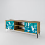 TURQUOISE RECTANGLES Mueble de TV de 2 Puertas en Efecto Roble