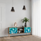 TURQUOISE RECTANGLES Mueble de TV de 2 Puertas en Efecto Roble