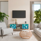 TURQUOISE RECTANGLES Mueble de TV de 2 Puertas en Efecto Roble