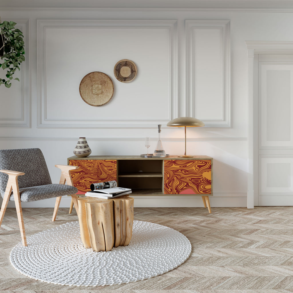 Mueble de TV de 2 puertas FLOATING THOUGHTS con efecto roble