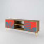 RISING GEOMETRY STARS Mueble de TV de 2 Puertas en Efecto Roble