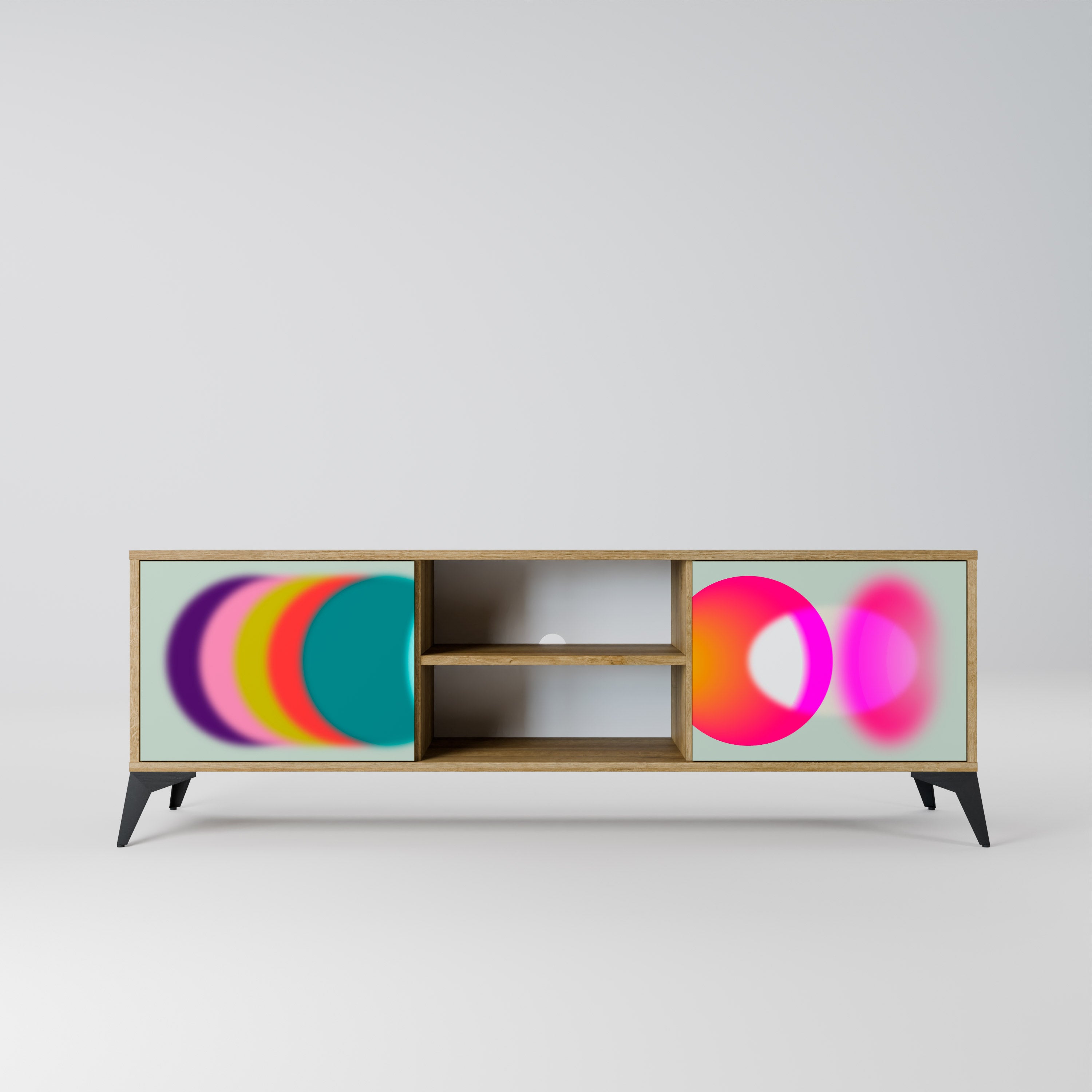 Mueble de TV de 2 puertas SYMPHONY OF COLORS en efecto roble