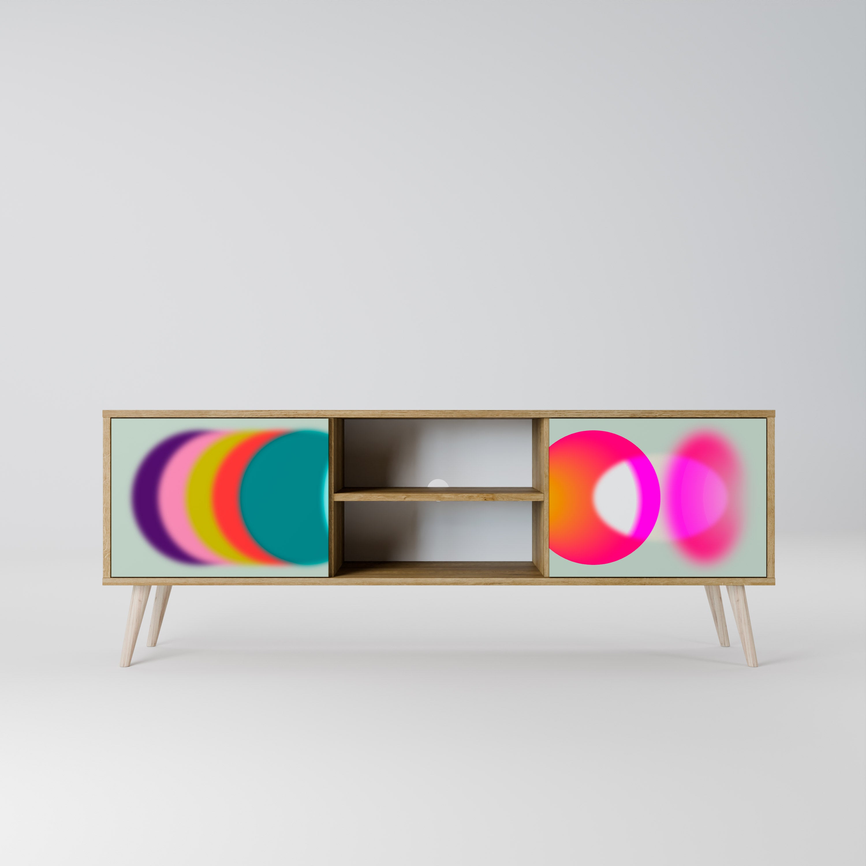 Mueble de TV de 2 puertas SYMPHONY OF COLORS en efecto roble
