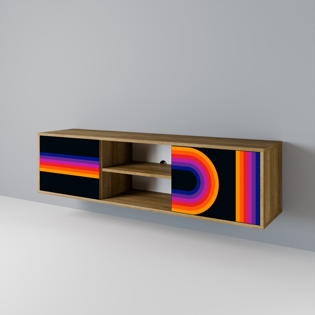 Mueble de TV de 2 puertas con efecto roble CEGADO POR LAS LUCES