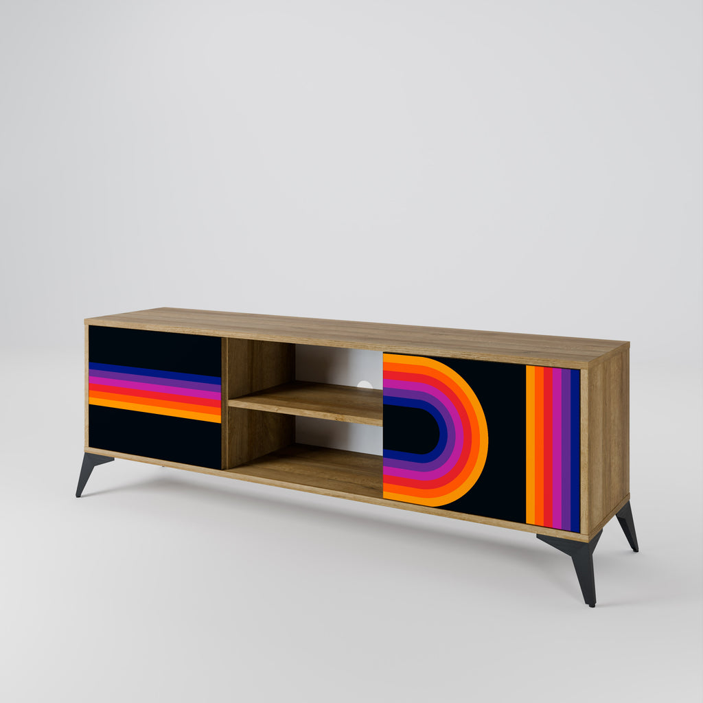 Mueble de TV de 2 puertas con efecto roble CEGADO POR LAS LUCES