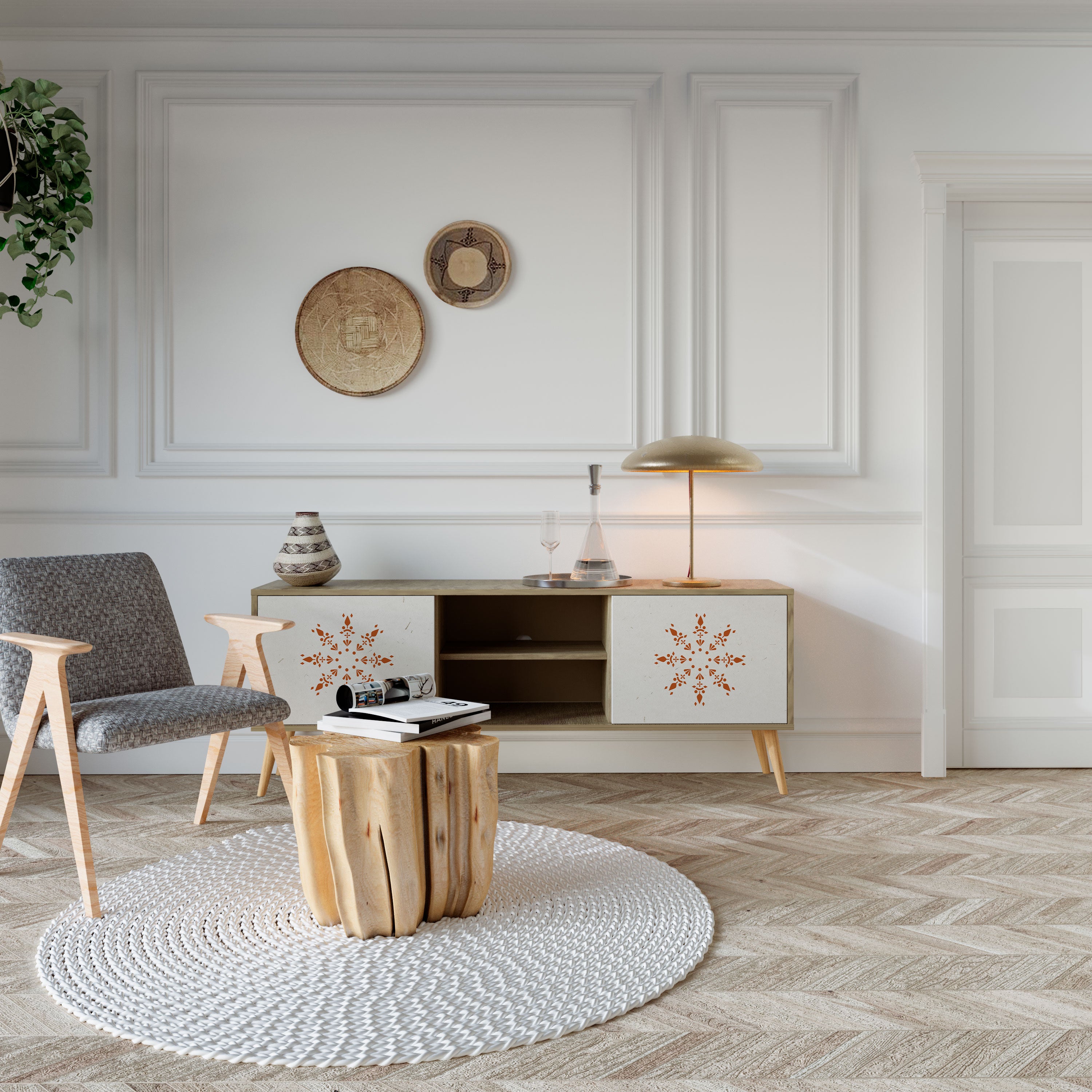 Mueble de TV DAILY HARMONY de 2 puertas con efecto roble