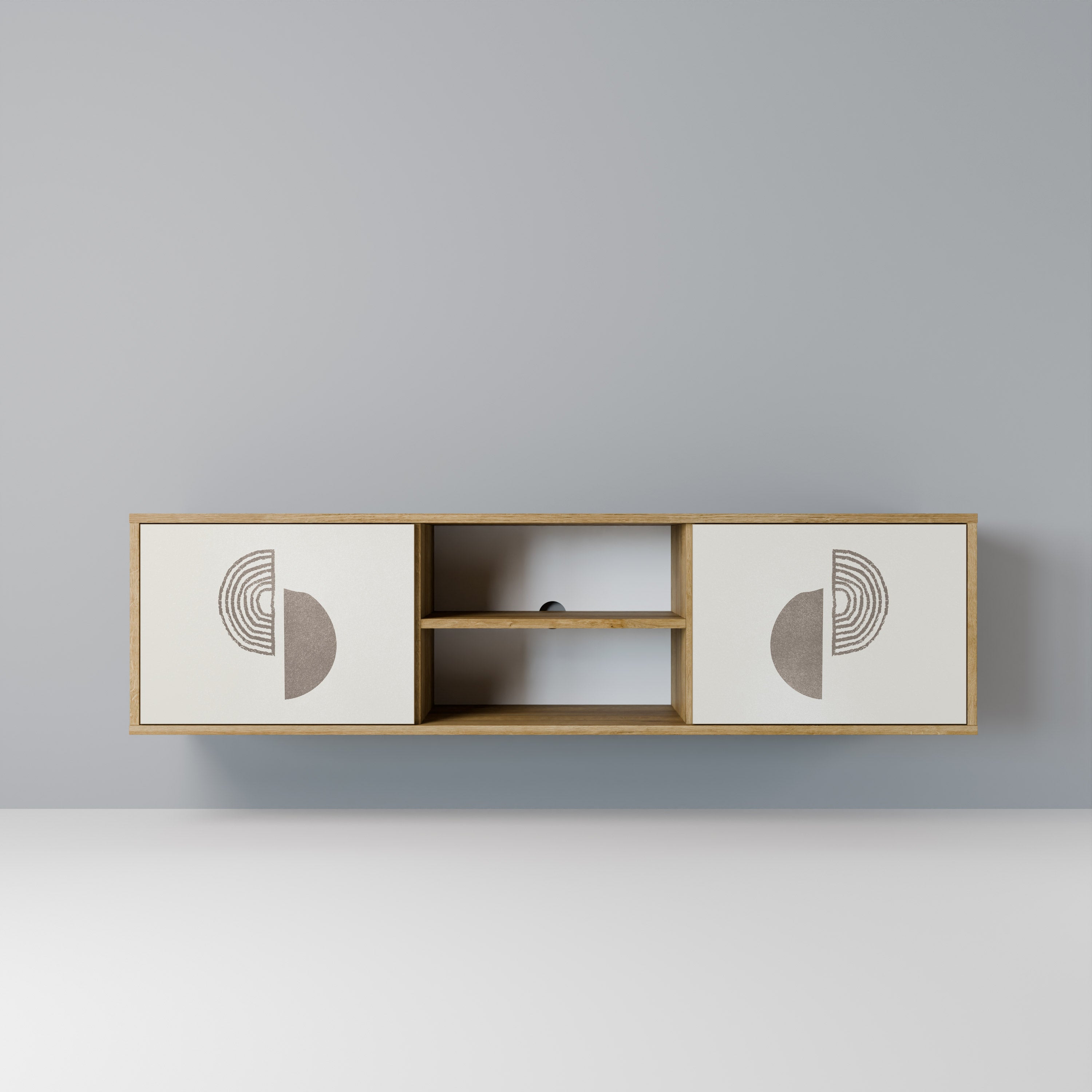 Mueble de TV de 2 puertas HARMONY ESSENCE con efecto roble