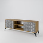 WAVES OF CONCRETE Mueble de TV de 2 Puertas en Efecto Roble