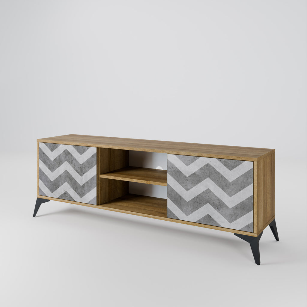 Mueble de TV TOUGH ZIG ZAG de 2 puertas con efecto roble