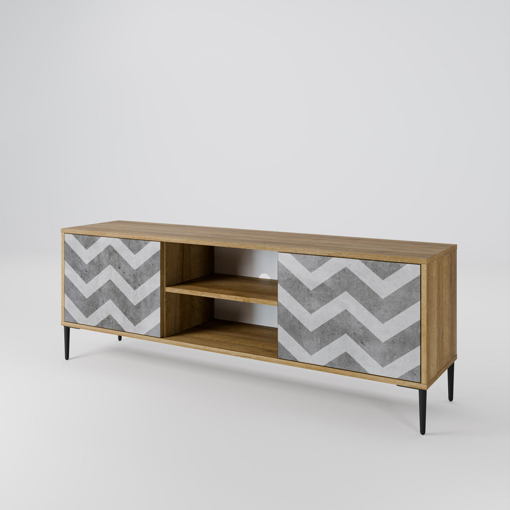 Mueble de TV TOUGH ZIG ZAG de 2 puertas con efecto roble