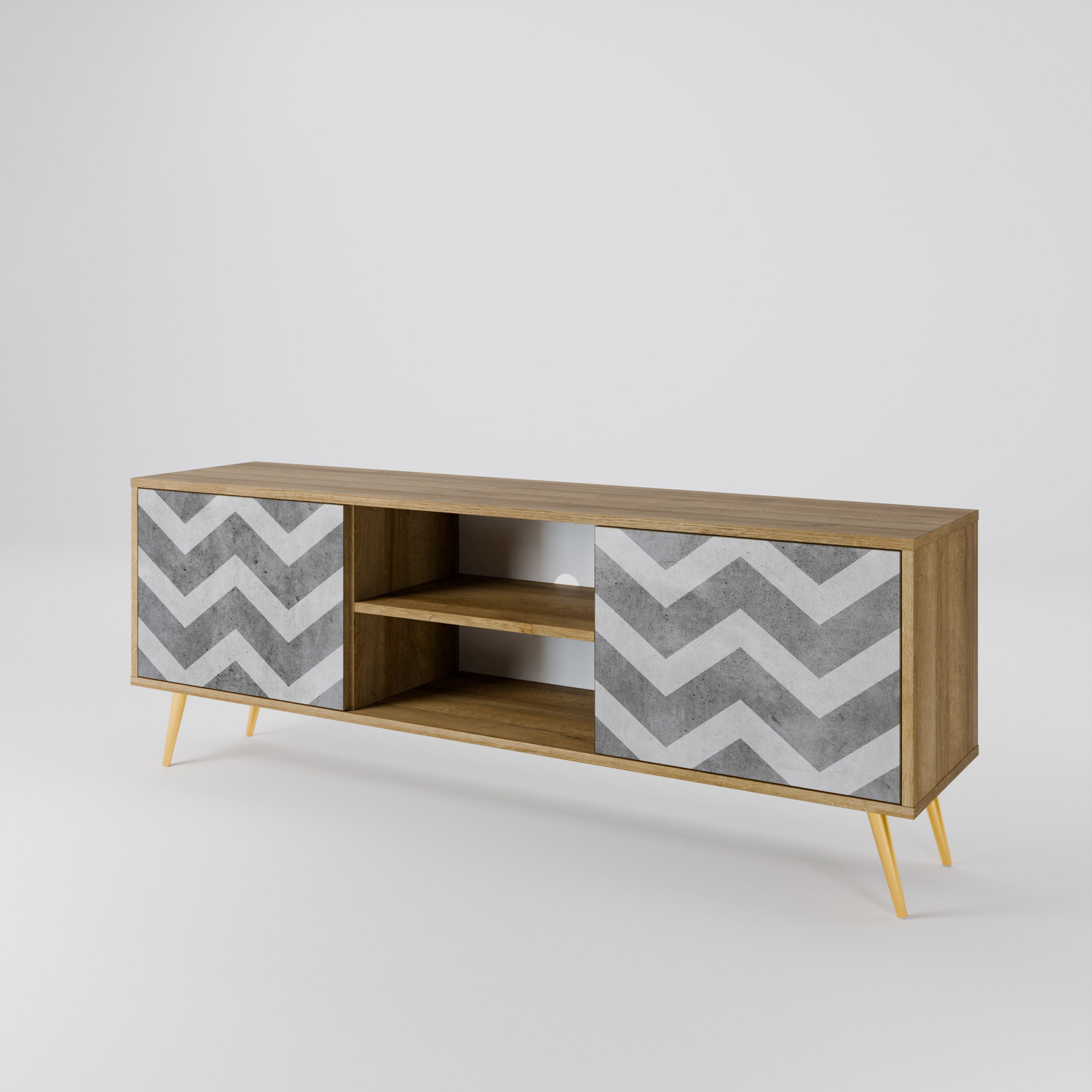 Mueble de TV TOUGH ZIG ZAG de 2 puertas con efecto roble
