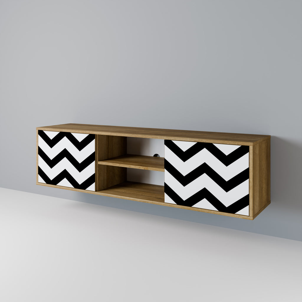 Mueble de TV CLASSIC ZIG ZAG de 2 puertas con efecto roble