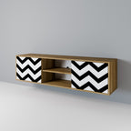 CLASSIC ZIG ZAG Mueble de TV de 2 Puertas en Efecto Roble