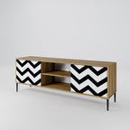CLASSIC ZIG ZAG Mueble de TV de 2 Puertas en Efecto Roble