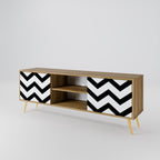 CLASSIC ZIG ZAG Mueble de TV de 2 Puertas en Efecto Roble