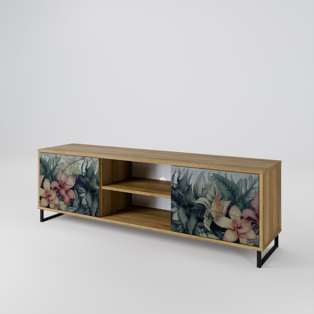 Mueble de TV de 2 puertas HEAVENLY BLOOM con efecto roble