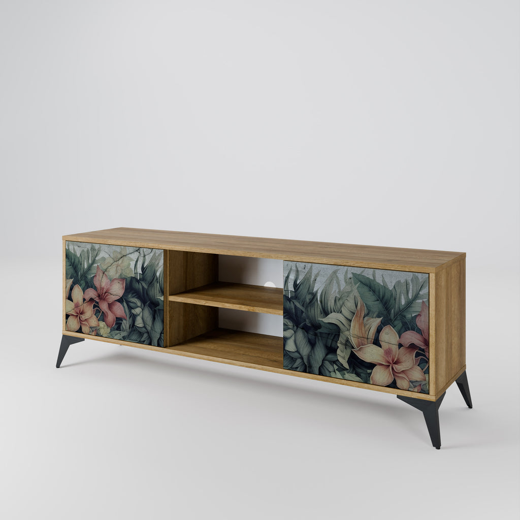 Mueble de TV de 2 puertas HEAVENLY BLOOM con efecto roble