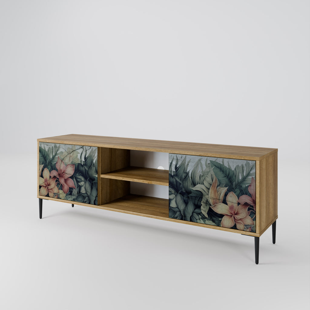 Mueble de TV de 2 puertas HEAVENLY BLOOM con efecto roble