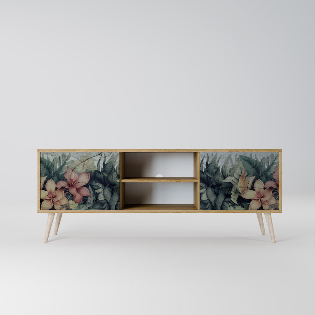Mueble de TV de 2 puertas HEAVENLY BLOOM con efecto roble