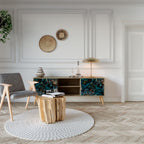 TWILIGHT BLOOM Mueble de TV de 2 Puertas en Efecto Roble