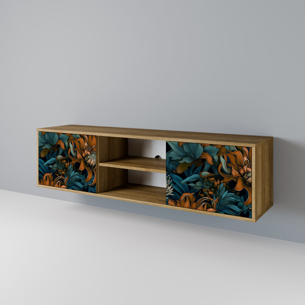 Mueble de TV de 2 puertas MORNING BLOOM con efecto roble