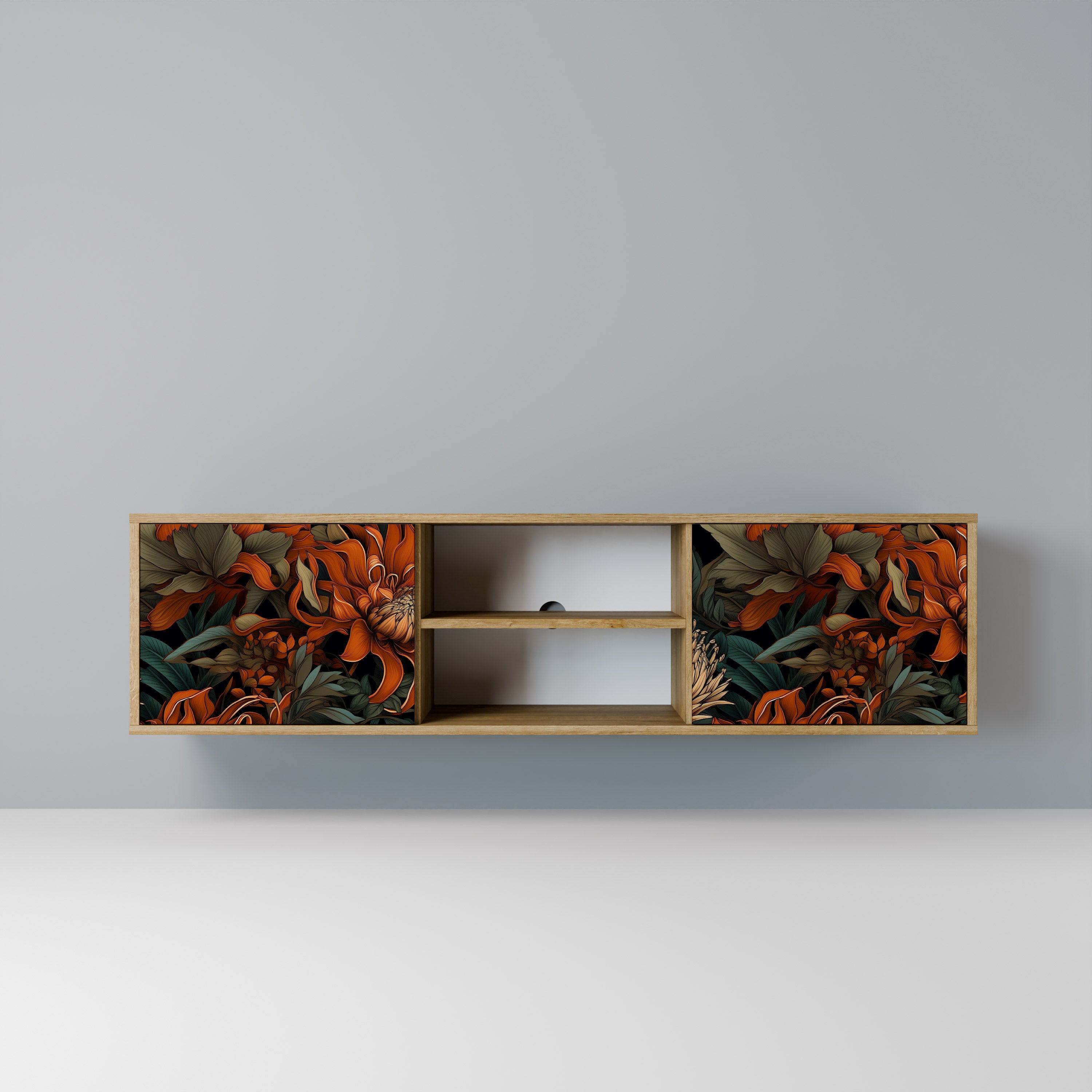 Mueble de TV de 2 puertas DAWN BLOOM con efecto roble
