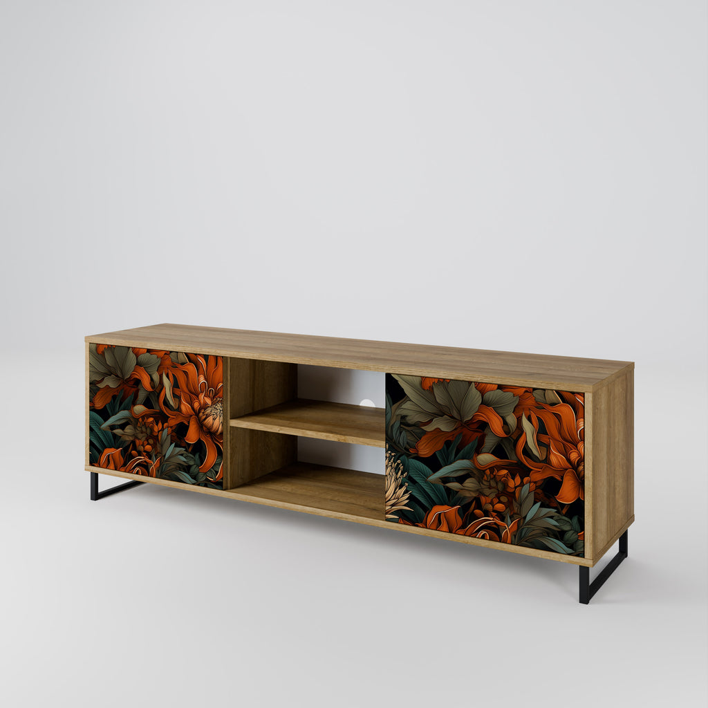 Mueble de TV de 2 puertas DAWN BLOOM con efecto roble
