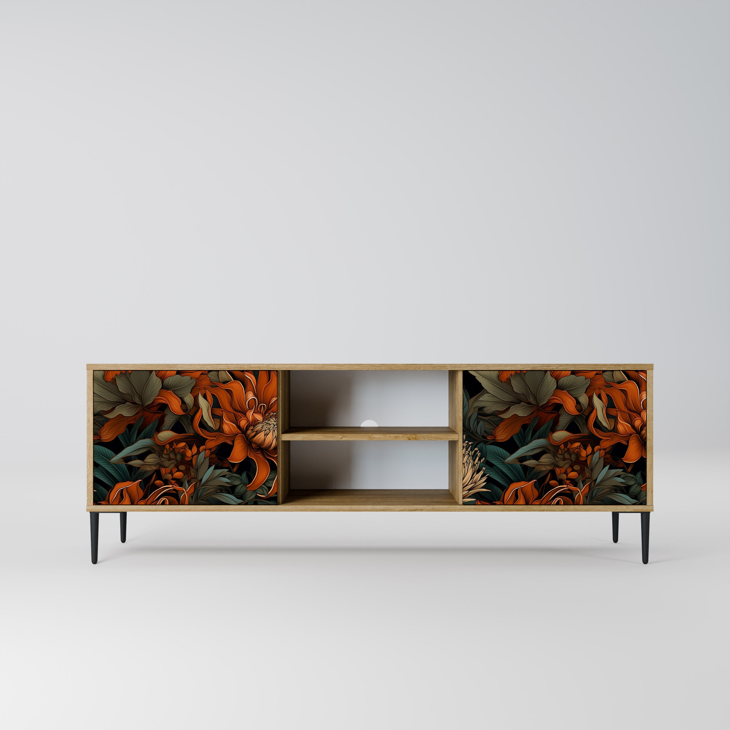 Mueble de TV de 2 puertas DAWN BLOOM con efecto roble