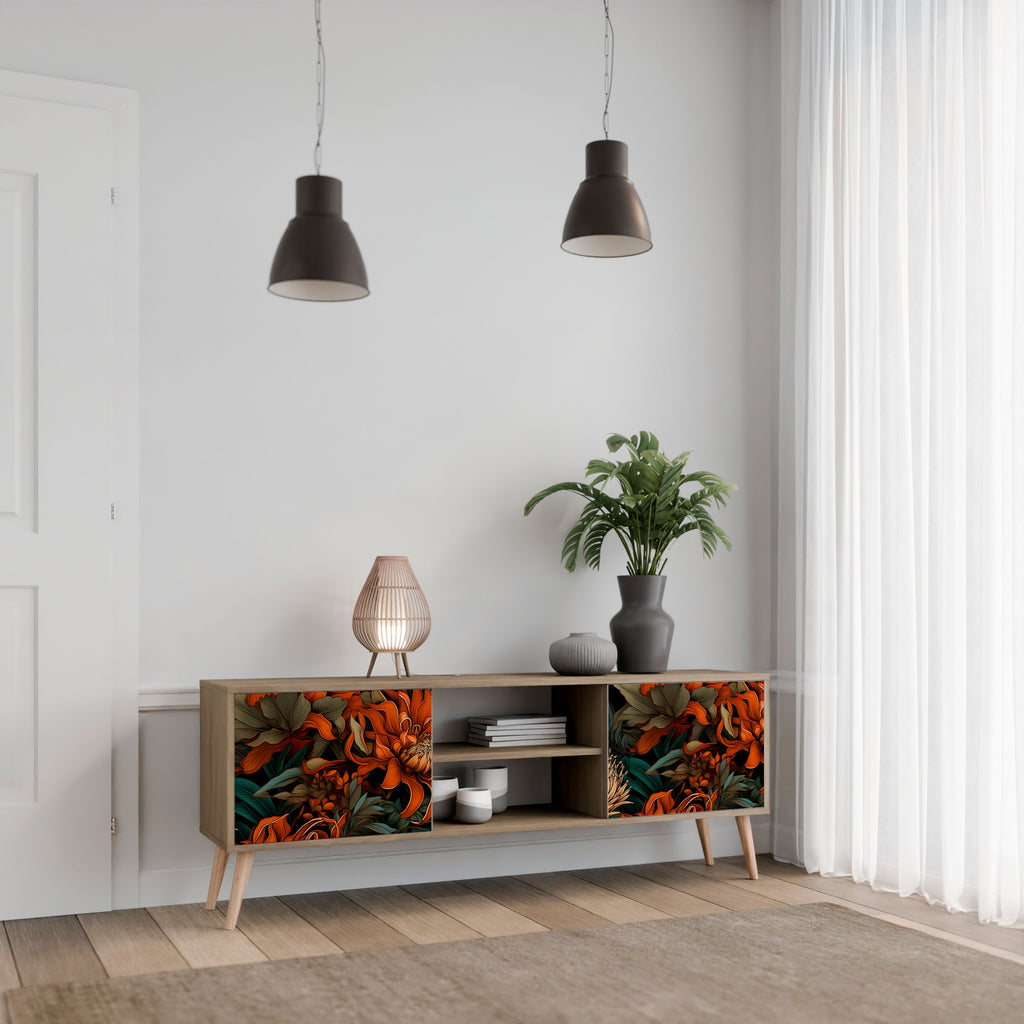 Mueble de TV de 2 puertas DAWN BLOOM con efecto roble