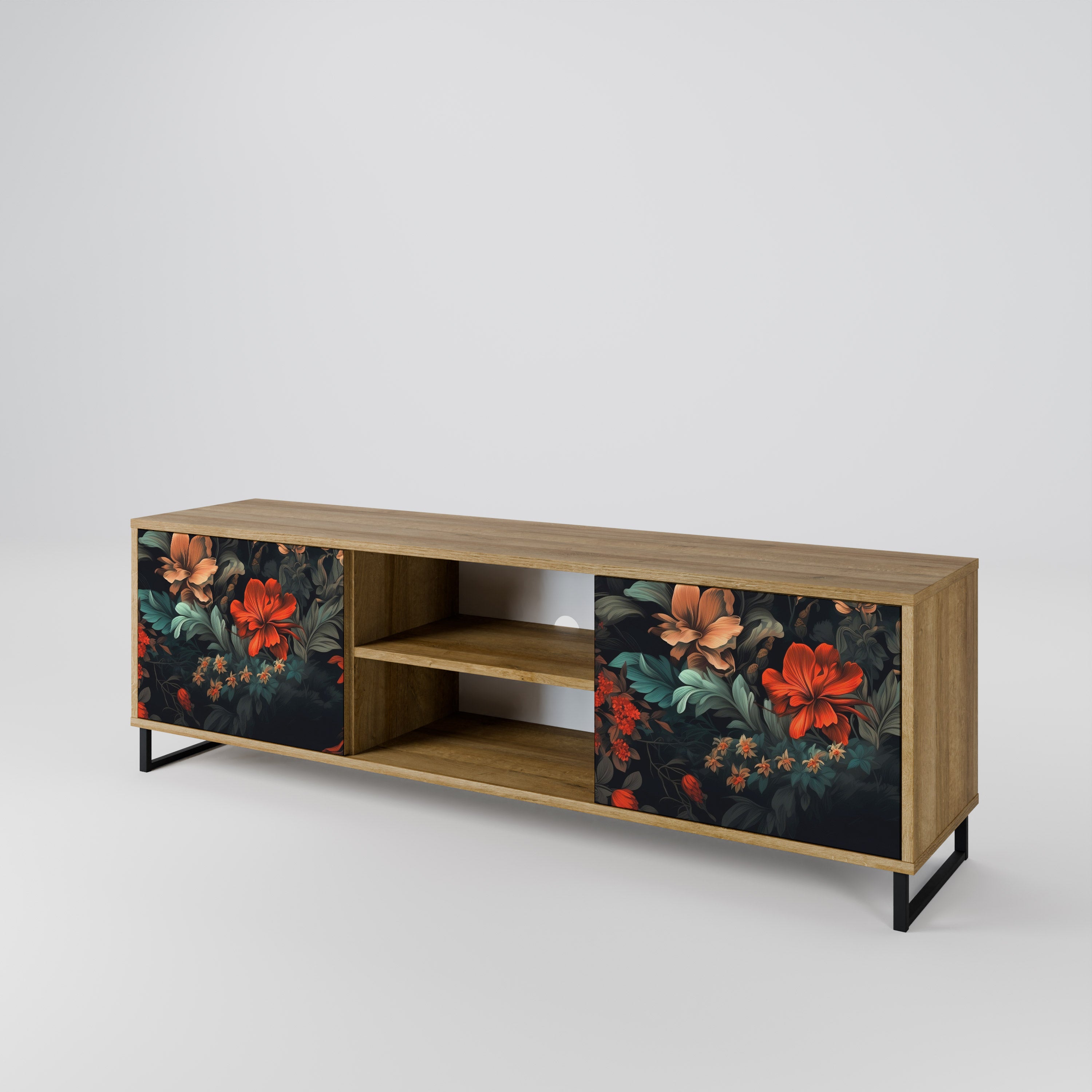Mueble de TV IMAGINARY BLOSSOM de 2 puertas con efecto roble